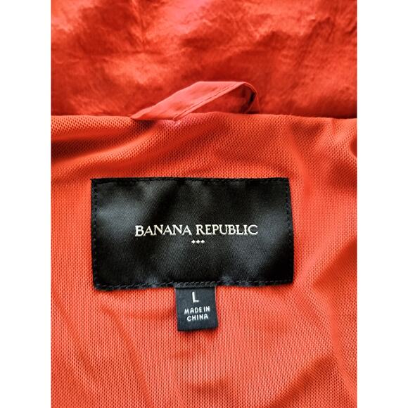 Banana Republic Women's Orange Windbreaker Full Zip Vest Size L - Picture 9 of 10